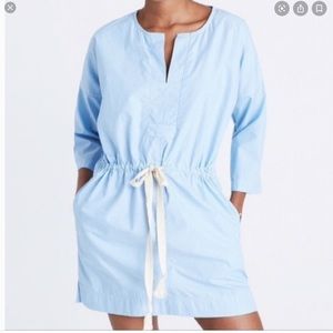 Madewell baby blue drawstring mini dress